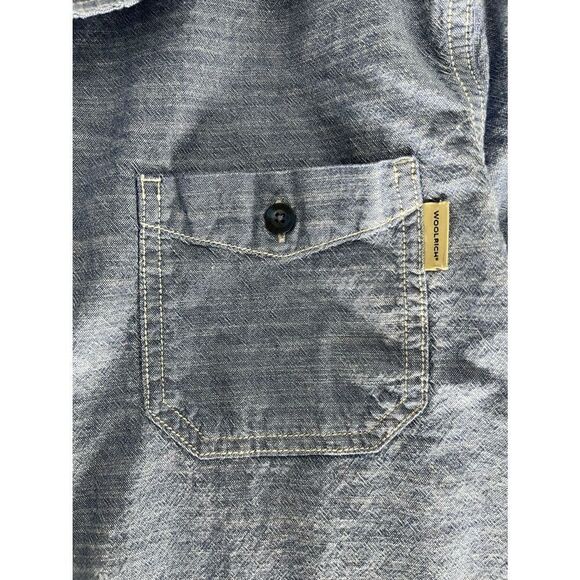 Woolrich Mens Blue Chambray Button Front Shirt Size XL - Picture 4 of 6